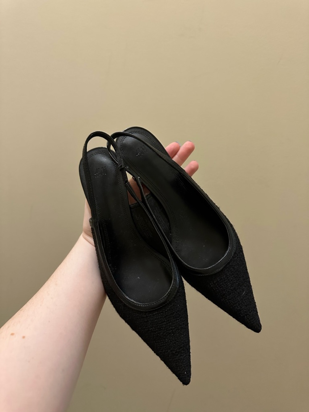 H&M Black Pointed Toe Slingback Heels